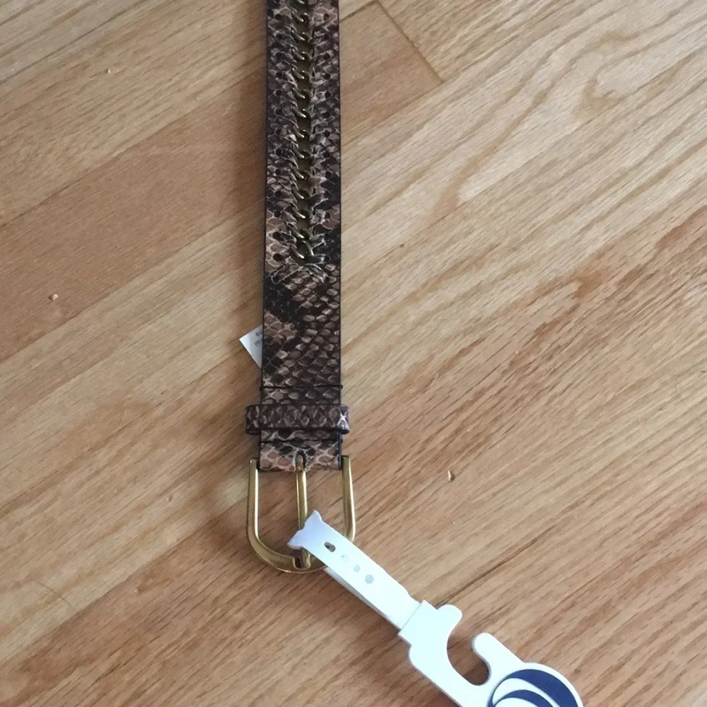 NEW Southwestern Style Belt Brown Gold Hardware Chain Size M 39” Unisex Man Made